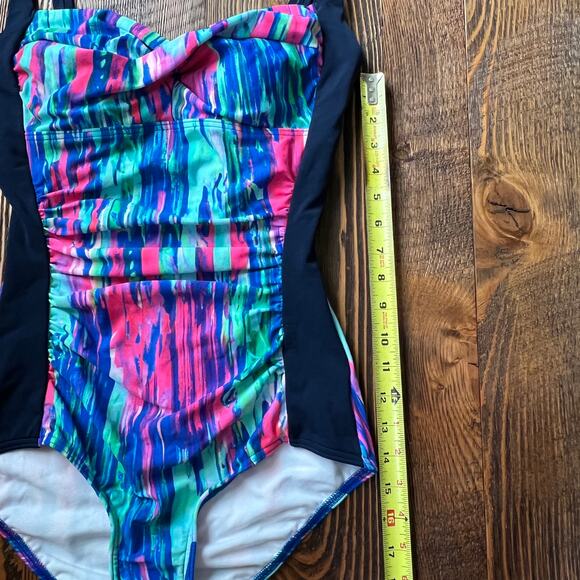 Funkita Ladies Swimsuit Brush Strokes Ruched One Piece Size 34 $110 - Picture 3 of 8
